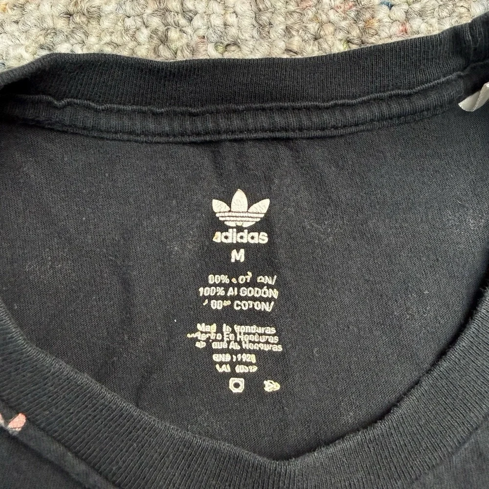 Adidas Shirt Mens Medium Short Sleeve All Over Trefoil Skater City Black